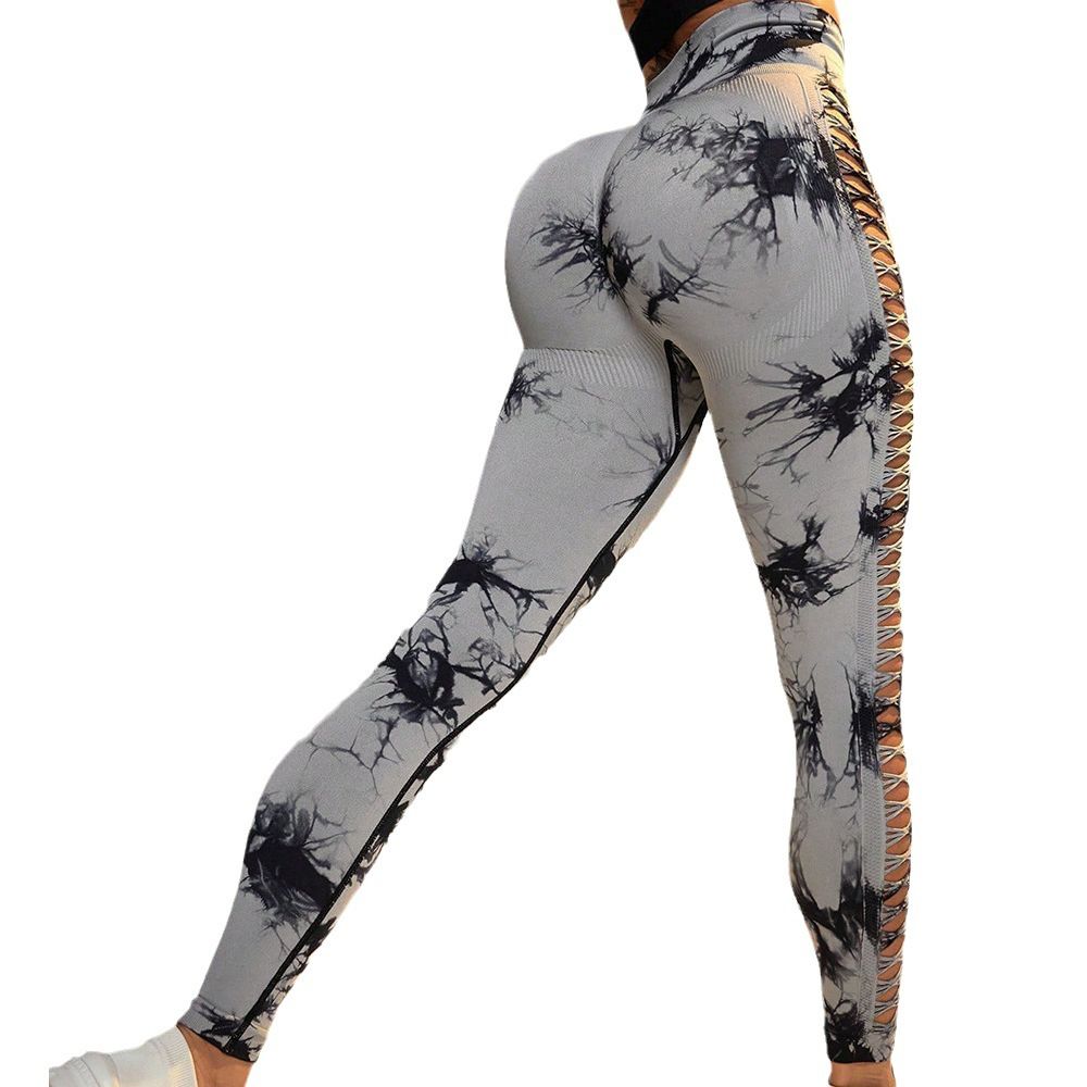 Tie-Dye Yoga Pants Side Hollow Lady Seamless Sports Leggings Jogging Sports Pants Butt Lift Workout Fitness Tights Gym Clothing
