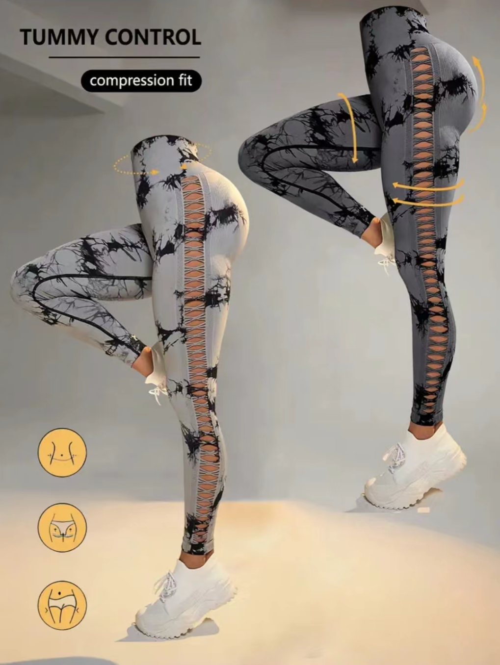 Tie-Dye Yoga Pants Side Hollow Lady Seamless Sports Leggings Jogging Sports Pants Butt Lift Workout Fitness Tights Gym Clothing