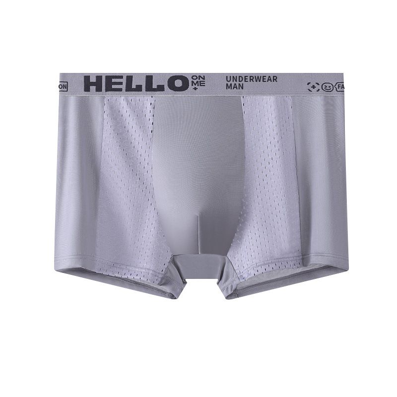 4PC Men's underwear Ice silk mesh boxers briefs HELLO letters Belts boxer shorts Adult student underwear men's fashion ice silk boxer briefs