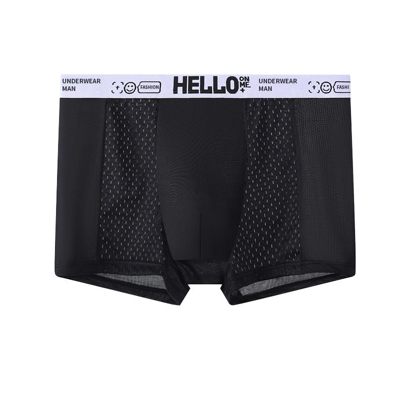 4PC Men's underwear Ice silk mesh boxers briefs HELLO letters Belts boxer shorts Adult student underwear men's fashion ice silk boxer briefs