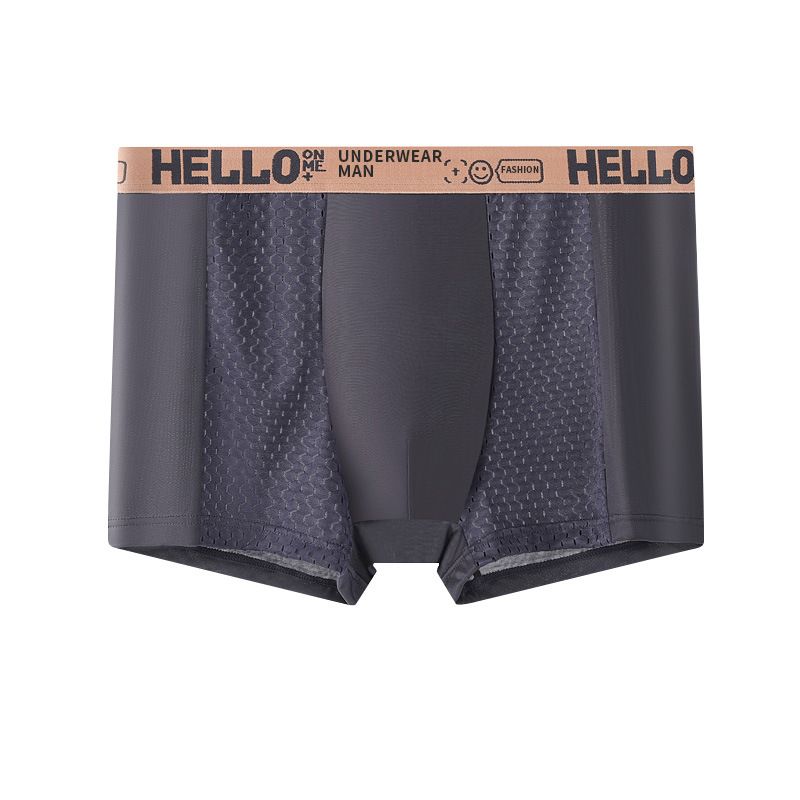 4PC Men's underwear Ice silk mesh boxers briefs HELLO letters Belts boxer shorts Adult student underwear men's fashion ice silk boxer briefs