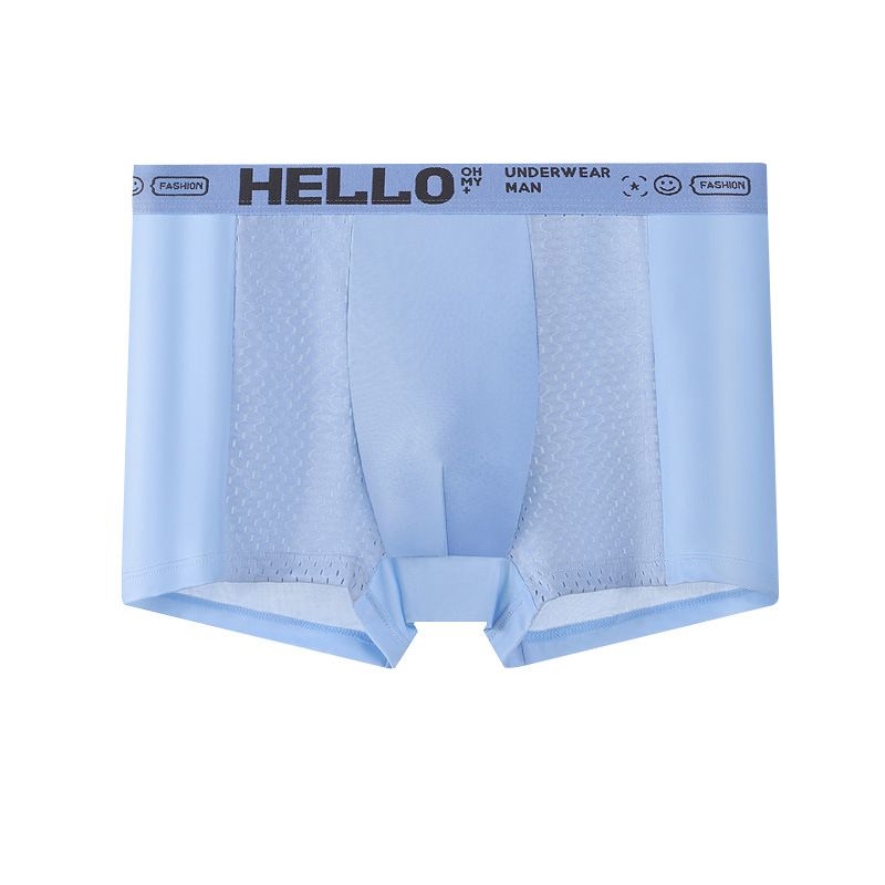 4PC Men's underwear Ice silk mesh boxers briefs HELLO letters Belts boxer shorts Adult student underwear men's fashion ice silk boxer briefs