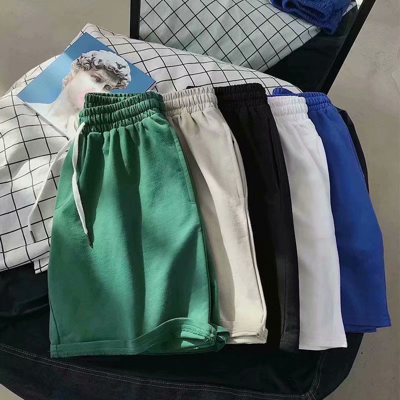 Solid color shorts men's summer 5-point casual pants men's mid length pants casual beach pants men's sports shortsnt pants