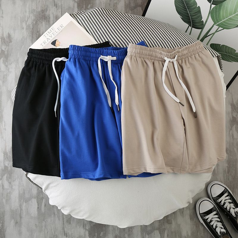 Solid color shorts men's summer 5-point casual pants men's mid length pants casual beach pants men's sports shortsnt pants