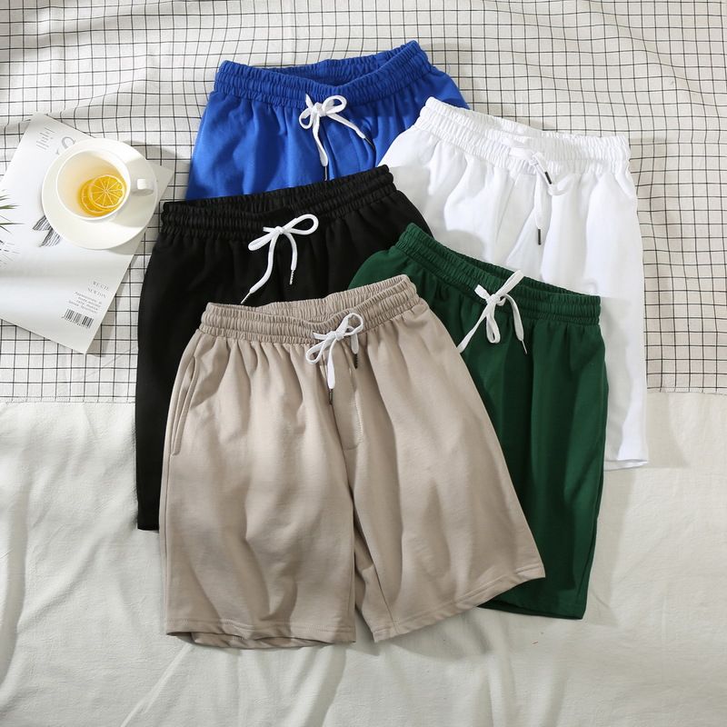 Solid color shorts men's summer 5-point casual pants men's mid length pants casual beach pants men's sports shortsnt pants