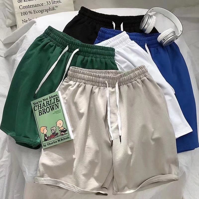 Solid color shorts men's summer 5-point casual pants men's mid length pants casual beach pants men's sports shortsnt pants