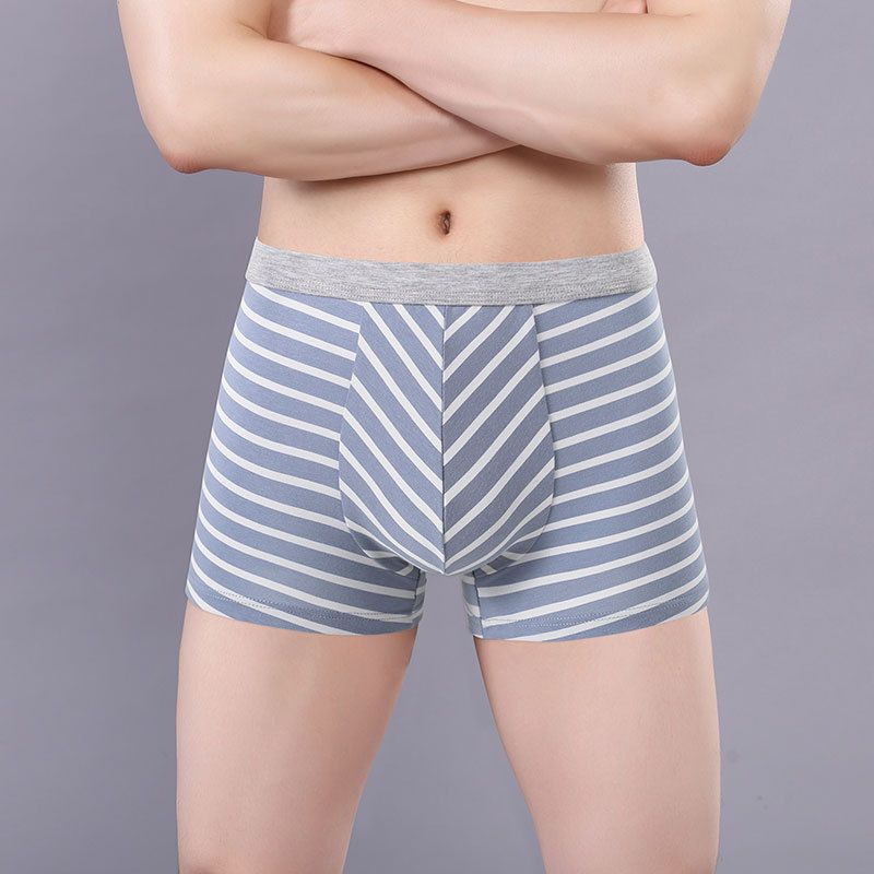 3Pcs Cotton striped men's boxer briefs loose plus size sports youth mid waist breathable - Antibacterial,Soft and Comfy Shorts men's breathable boxer briefs
