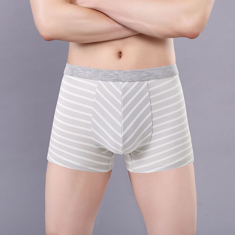 3Pcs Cotton striped men's boxer briefs loose plus size sports youth mid waist breathable - Antibacterial,Soft and Comfy Shorts men's breathable boxer briefs