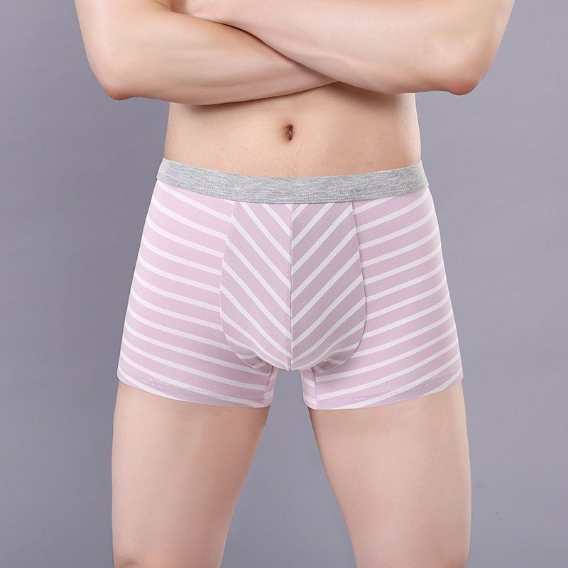 3Pcs Cotton striped men's boxer briefs loose plus size sports youth mid waist breathable - Antibacterial,Soft and Comfy Shorts men's breathable boxer briefs
