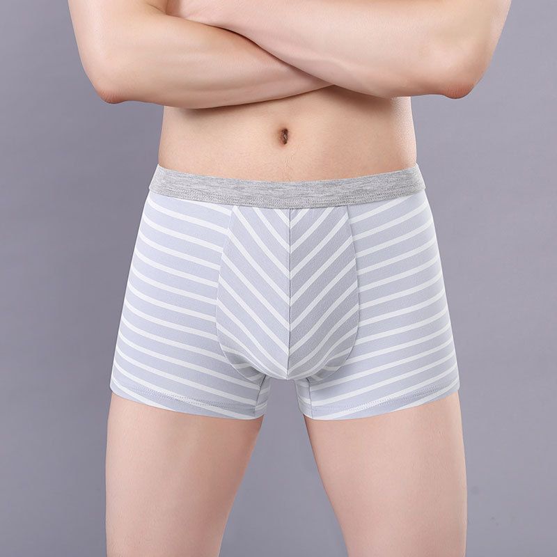 3Pcs Cotton striped men's boxer briefs loose plus size sports youth mid waist breathable - Antibacterial,Soft and Comfy Shorts men's breathable boxer briefs