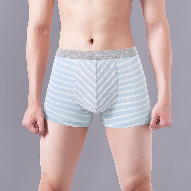 3Pcs Cotton striped men's boxer briefs loose plus size sports youth mid waist breathable - Antibacterial,Soft and Comfy Shorts men's breathable boxer briefs