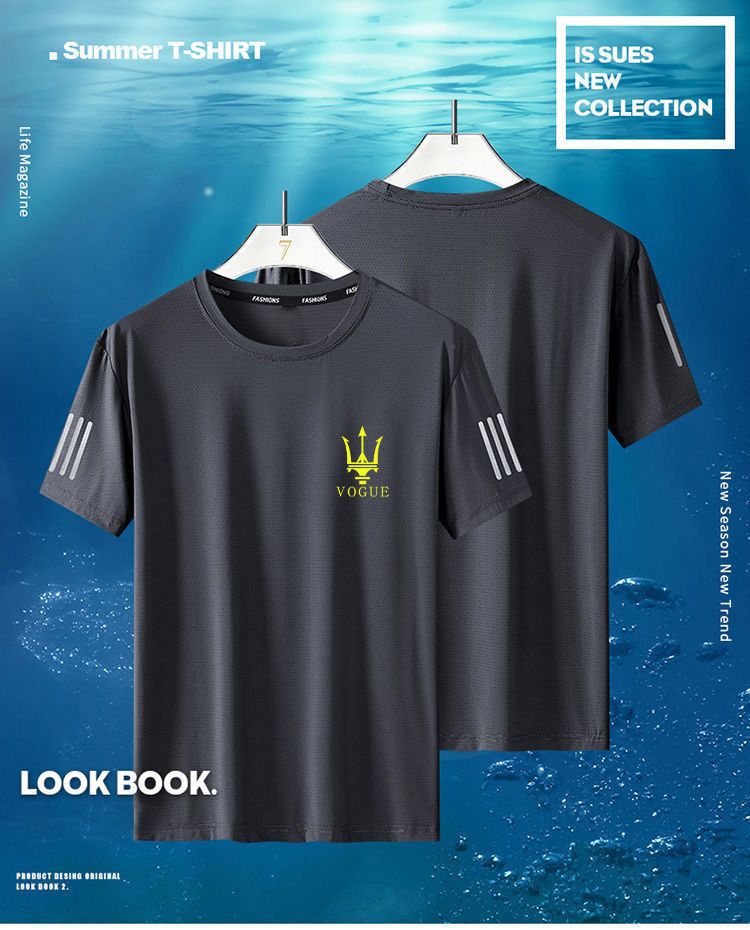 Men's Leisure sport track suits Tshirts Shorts Sets Ice Silk Fashioin track suits men's summer ice silk two-piece set, loose round neck, large size, breathable short sleeved