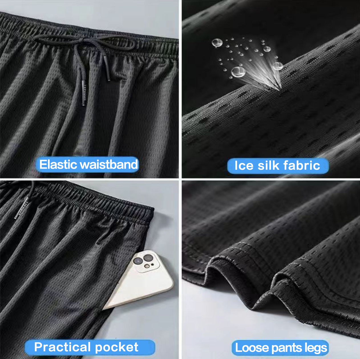 Men's Leisure sport track suits Tshirts Shorts Sets Ice Silk Fashioin track suits men's summer ice silk two-piece set, loose round neck, large size, breathable short sleeved