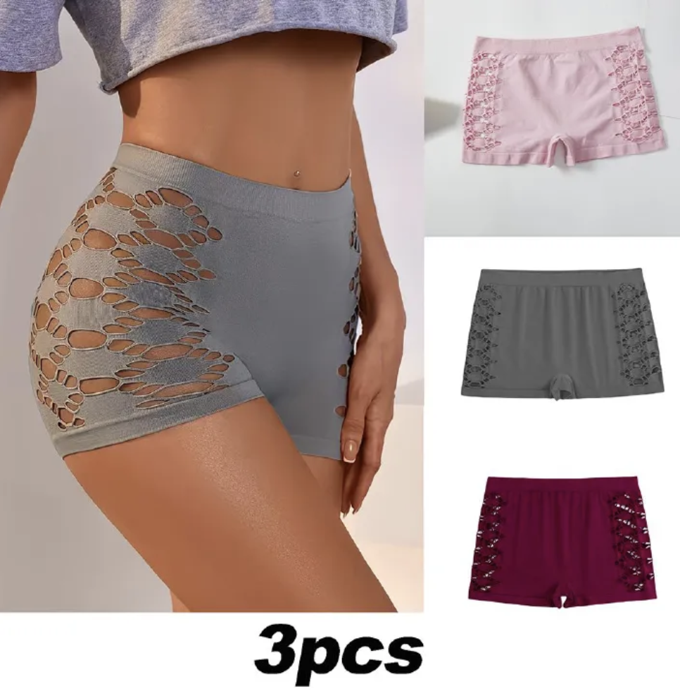 3pcs/set Cut Out Boyshort Panties Soft Comfortable Stretch Panties Women's Lingerie Underwear