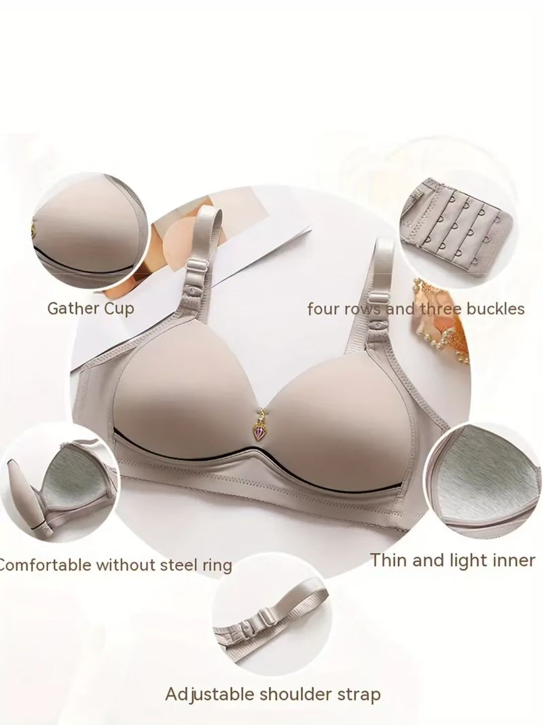 Women's Maternity Solid Color Bra, Stretchy Comfy Underwear ，Comfortable gathering underwear, foldable breast, anti sagging bra