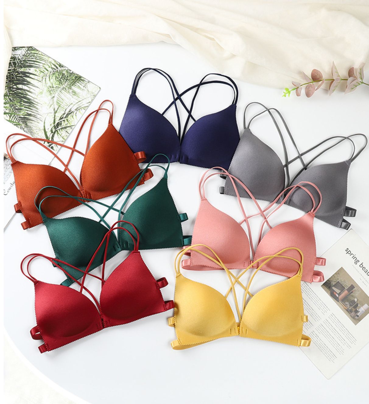 Triangular cup multi-color sponge pad one-size-fits-all chest wrap bra without steel ring strap palm rest braWomen's Clothing Lingerie Bras