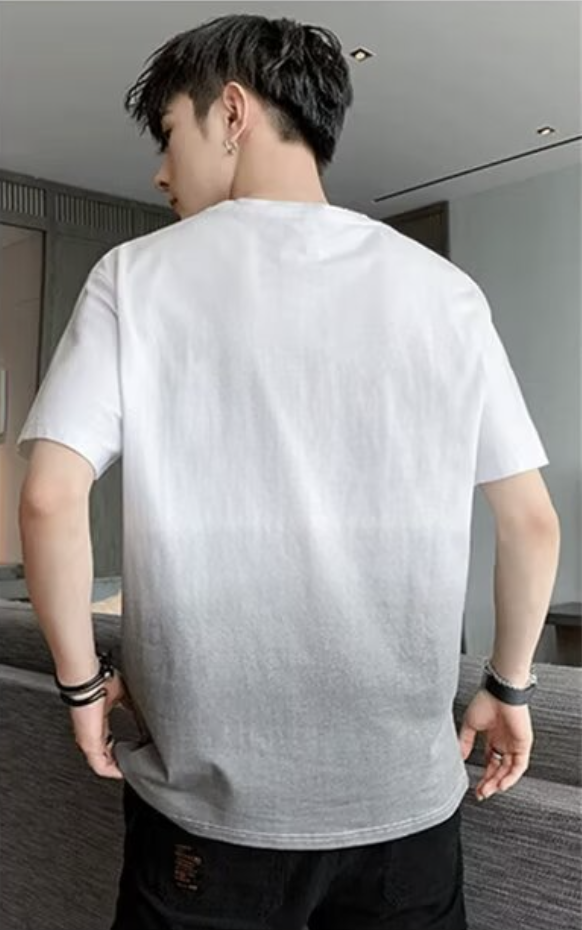 Men's Round Neck Gradient Color Printed Short Sleeved Casual Breathable T-shirt Fashion Men's Clothing ，Men Tops，Men‘s T-Shirt
