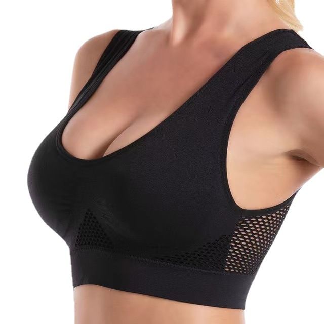 Plus Size Sports Bras For Women Seamless Bra With Pads, Women's Plus Breathable High Stretch Solid Bra
