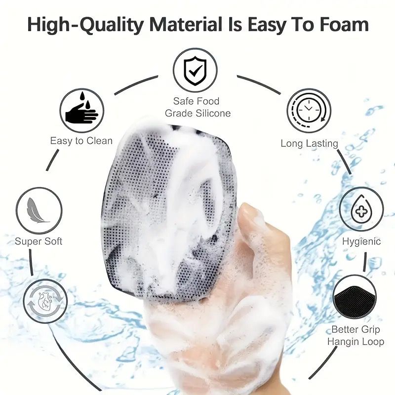 Gentlemen's Soft Silicone Exfoliating Body Scrubber With Ergonomic Non-slip Handle