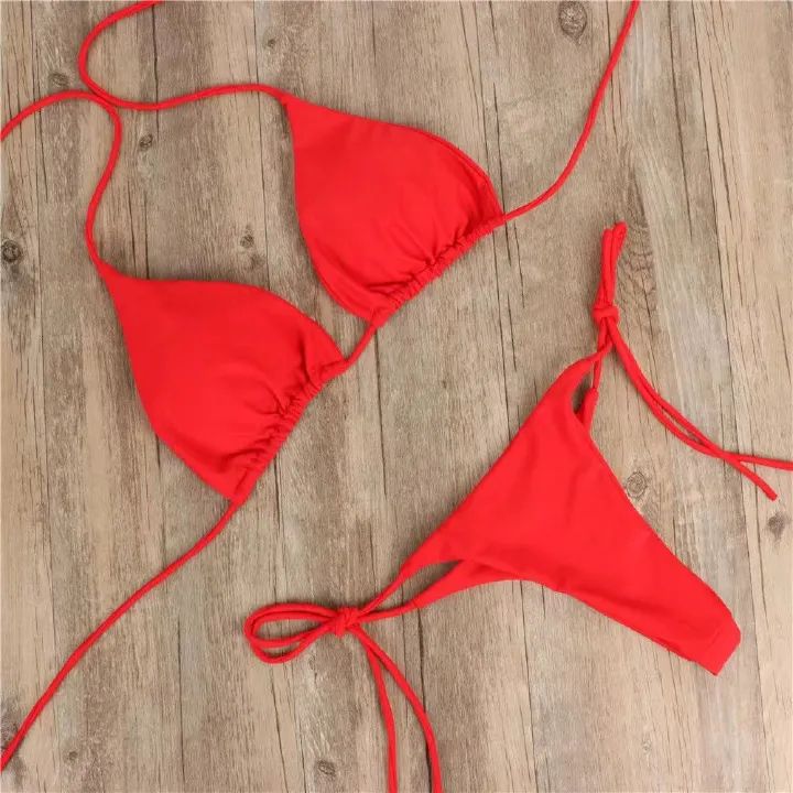 Women Two Piece Swimsuit Swimwear Halter String Triangle Bikini Sets