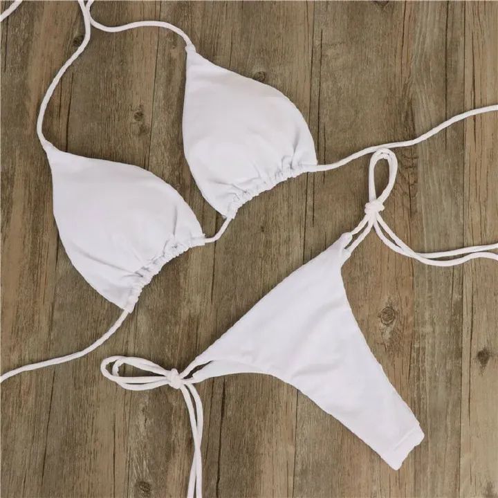 Women Two Piece Swimsuit Swimwear Halter String Triangle Bikini Sets