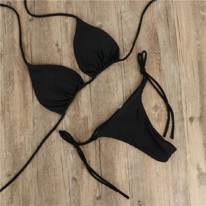 Women Two Piece Swimsuit Swimwear Halter String Triangle Bikini Sets