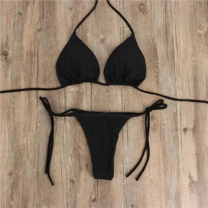 Women Two Piece Swimsuit Swimwear Halter String Triangle Bikini Sets