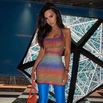 Mesh Mini Dress See Through Breast Wrap Hollow Out Lace Up Bandage Sleeveless Open Back Nightclub Party Bodycon