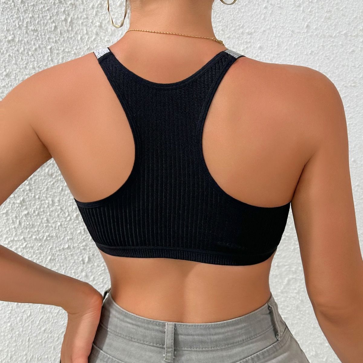 hot  Womens Sports Bras Yoga Comfort Seamless Stretchy Sporty Bra for Women Sequined Racerback Sports Bras