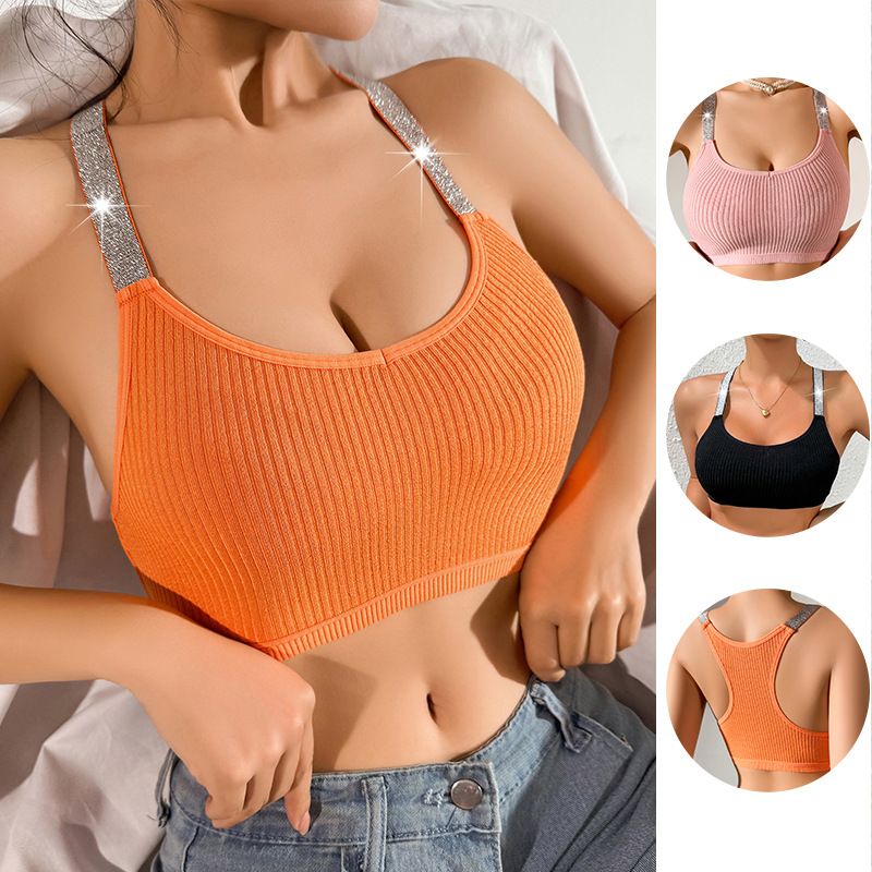 hot  Womens Sports Bras Yoga Comfort Seamless Stretchy Sporty Bra for Women Sequined Racerback Sports Bras