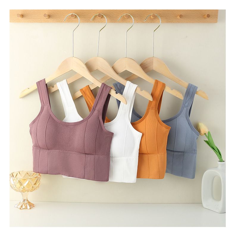Women Rib Skin Friendly Sport Vest Quick Drying Shockproof High Elastic Casual Yoga Bra Custom Bras