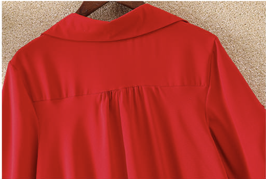 Medium to long short sleeved chiffon shirt for women, 2024 summer new plus size loose waist chiffon top for women's fashion, V-neck mid sleeved T-shirt, fashionable and casual, slim fit and stylish