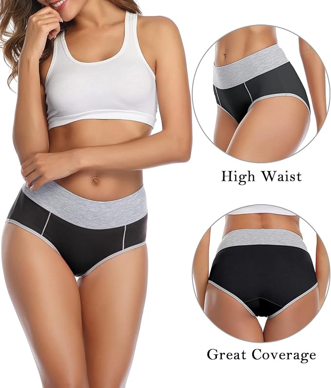 5pcs Colorblock Trim Cotton Briefs, Comfy & Breathable Stretchy Intimates Panties, Women's Lingerie & Underwear