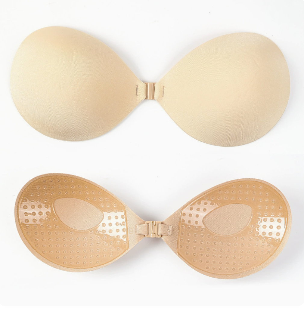 Strapless Sticky Invisible Push up Silicone Bra for Backless Dress with Nipple Covers