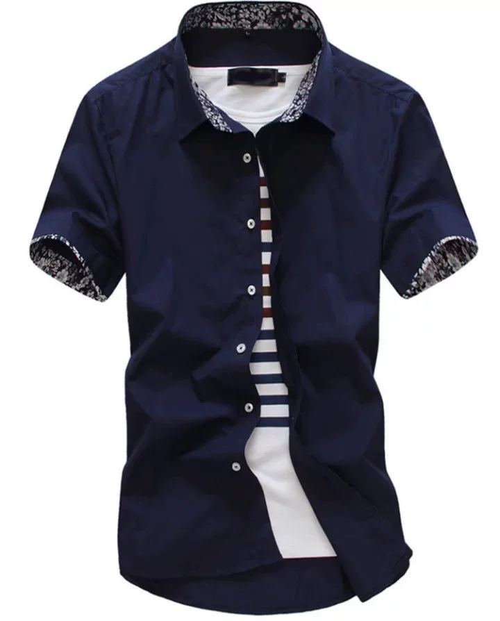 Men‘s Clothing-Mens Short Sleeve Dress Shirts Wrinkle Free Solid Casual Button Down Shirts