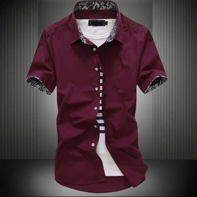 Men‘s Clothing-Mens Short Sleeve Dress Shirts Wrinkle Free Solid Casual Button Down Shirts