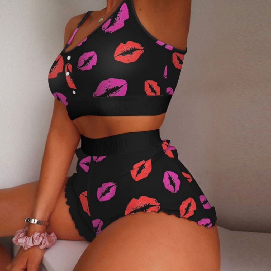 2Pcs/Set Women's Large Size Pajama Set Tank Top And Shorts Set Elastic Comfortable Skincare Fabric Multiple Colors Women's Large Size Pajama Set