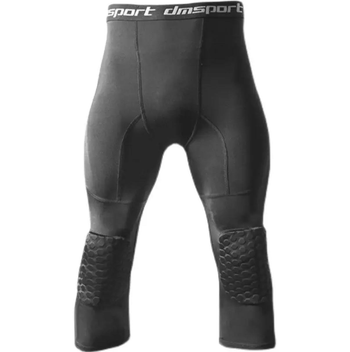 Men Basketball Leggings Pants with Knee Pads 3/4 Capri Compression Tights Pants Sports Athletic Baselayer