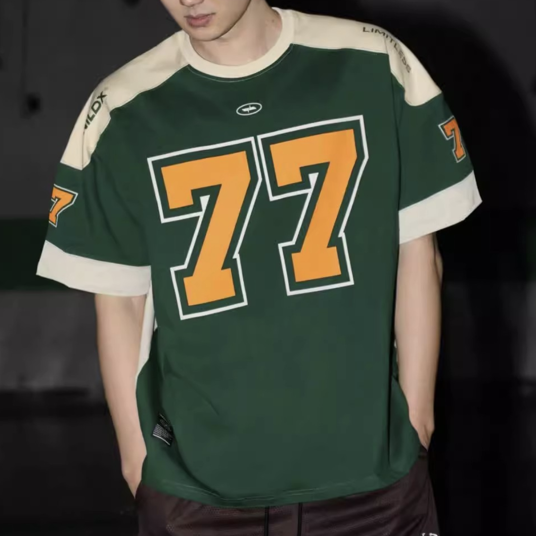 Men's Streetwear Shortsleeved T-shirts Vintage Mens Sports Soccer Basketball Men Boxy Jersey Football Tshirt Jersey With Number Print Design