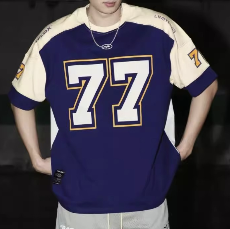 Men's Streetwear Shortsleeved T-shirts Vintage Mens Sports Soccer Basketball Men Boxy Jersey Football Tshirt Jersey With Number Print Design