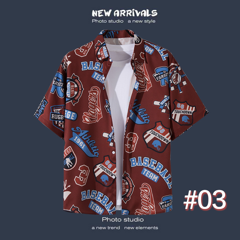 Men's Short Sleeve Coconut Tree Flowers Shirts Casual Vintage Newspaper Print Vacation Hawaiian Shirts