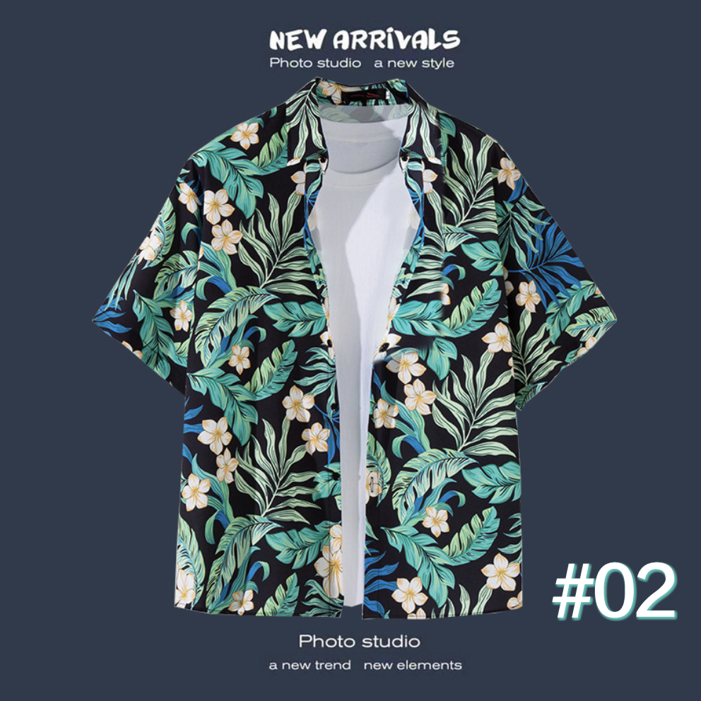 Men's Short Sleeve Coconut Tree Flowers Shirts Casual Vintage Newspaper Print Vacation Hawaiian Shirts