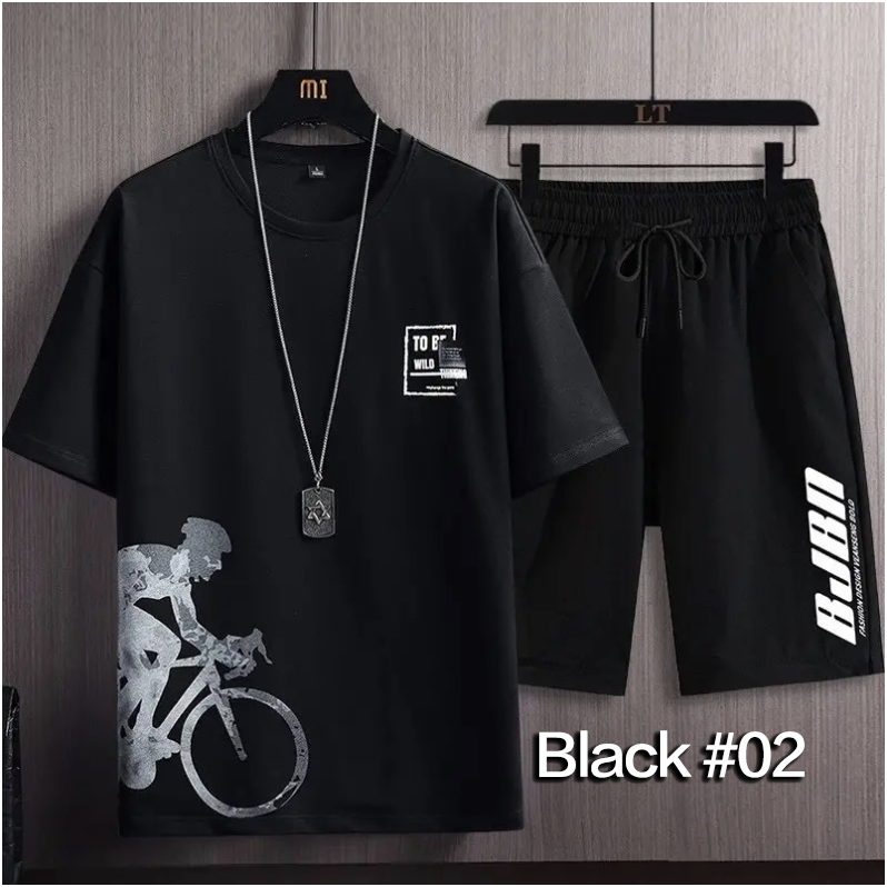 2 Piece(1T-shirt+1Short，Without Necklace) Men's Shirt and Shorts Set Outfits Fashion Summer Tracksuits Casual Sportwear Set Men's Breathable  T-shirts