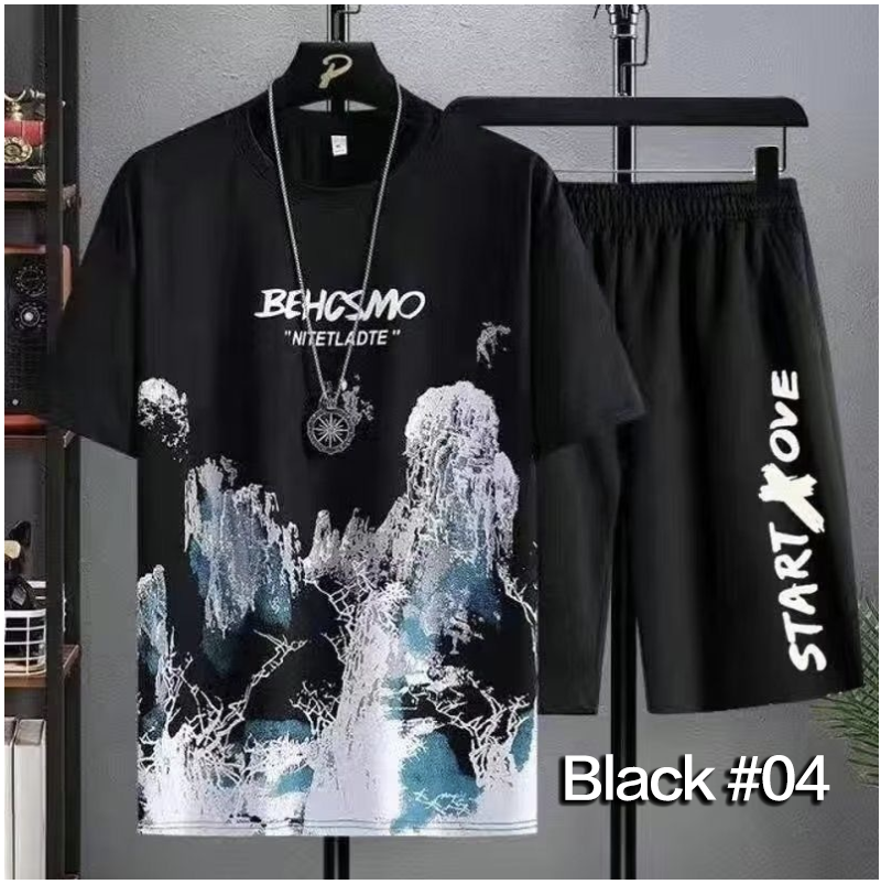 2 Piece(1T-shirt+1Short，Without Necklace) Men's Shirt and Shorts Set Outfits Fashion Summer Tracksuits Casual Sportwear Set Men's Breathable  T-shirts