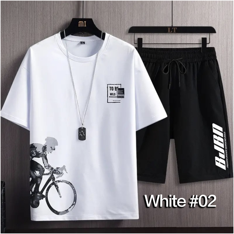 2 Piece(1T-shirt+1Short，Without Necklace) Men's Shirt and Shorts Set Outfits Fashion Summer Tracksuits Casual Sportwear Set Men's Breathable  T-shirts