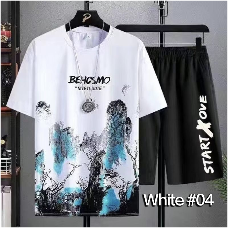 2 Piece(1T-shirt+1Short，Without Necklace) Men's Shirt and Shorts Set Outfits Fashion Summer Tracksuits Casual Sportwear Set Men's Breathable  T-shirts