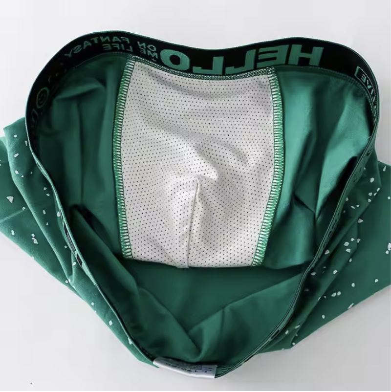 4Pcs New Underwear for Men Boxer Briefs Comfortable Breathable Solid Color HELLO Letters Belts Boxer Shorts Adult Student Underwear