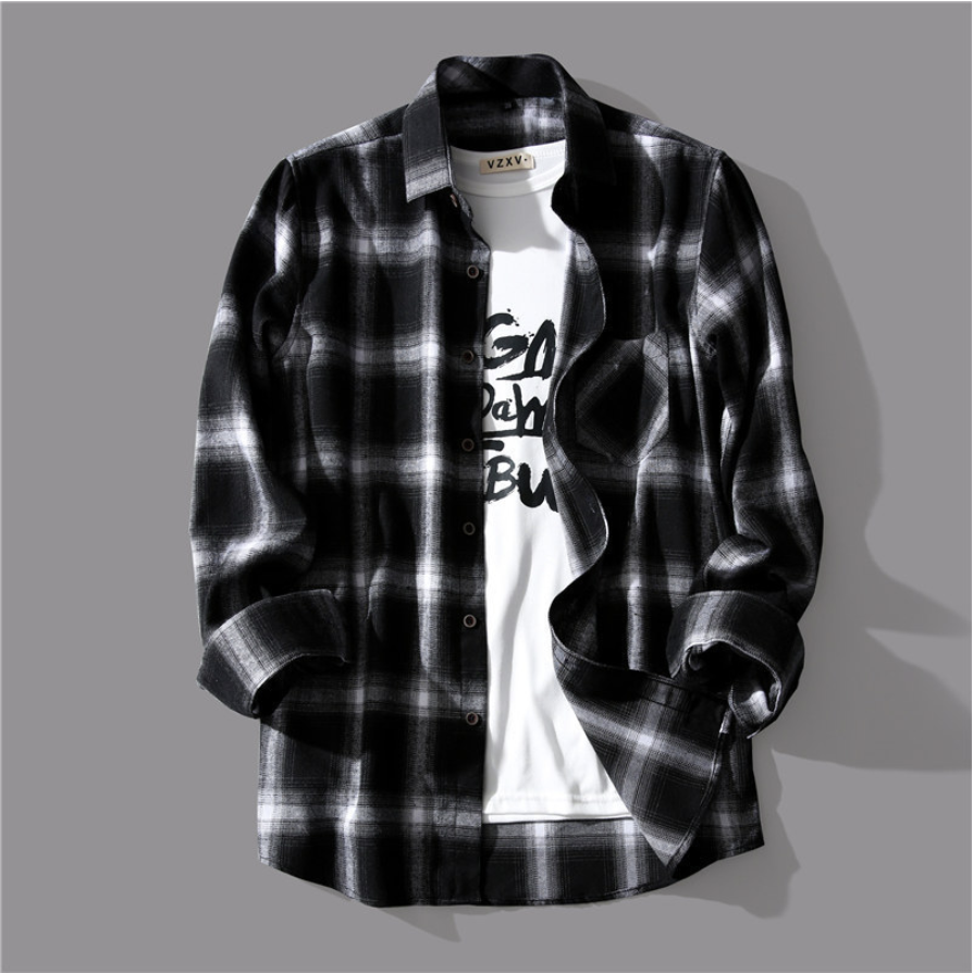 Men's Plaid Long Sleeve Shirt - Vintage Relaxed Fit Casual Overshirt with Unique Indie Style, Versatile Layering Essential