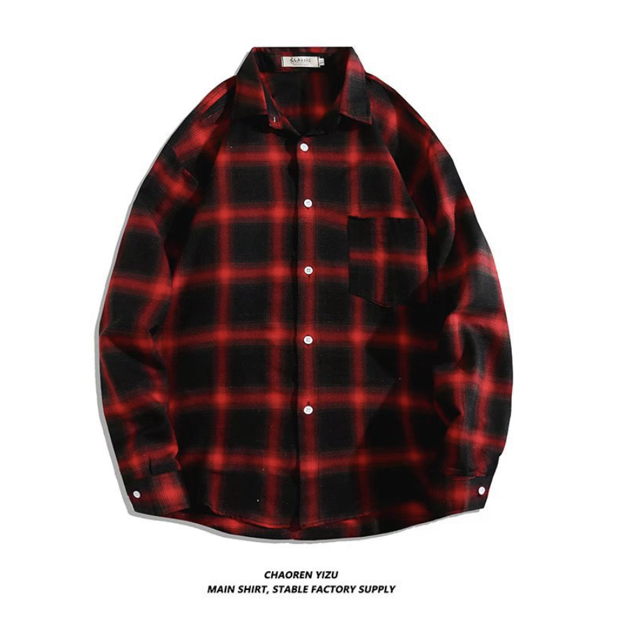 Men's Plaid Long Sleeve Shirt - Vintage Relaxed Fit Casual Overshirt with Unique Indie Style, Versatile Layering Essential