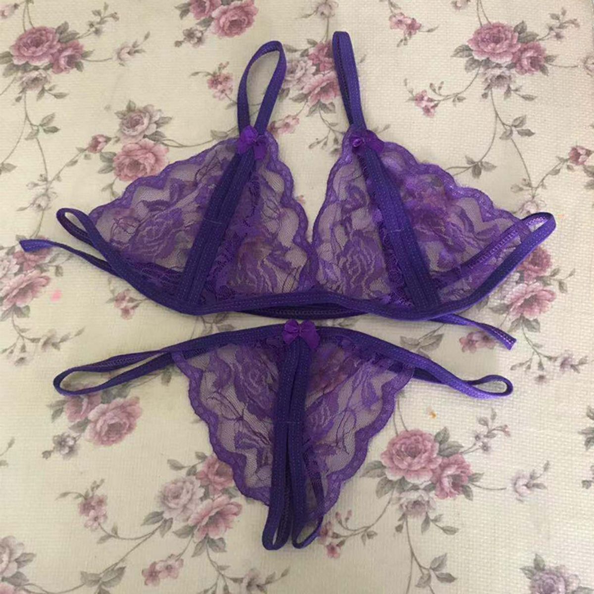 Hot Sale Women Fun Lingerie Underwear Three-Point Open Cut Breast Revealing Bikini Lace Lady Pajama Set Girls Thong Two-Piece Set Best Wives Gift Giving Clothing